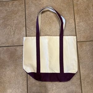 Stylish Cream and Dark Purple Canvas Tote Bag